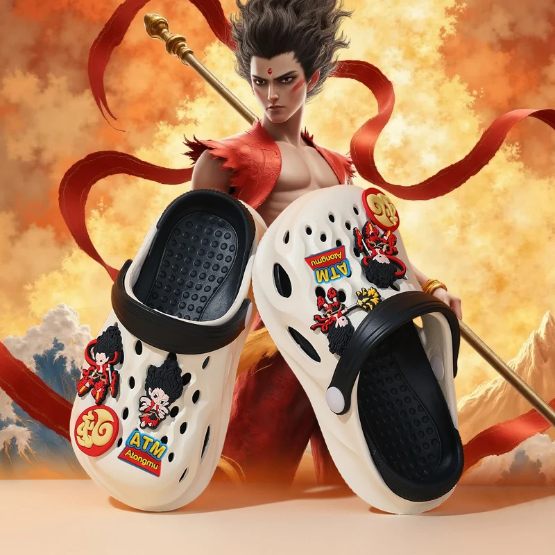阿童木童鞋男卡通女不限季节拖鞋防滑夏季软底亲子洞洞鞋儿童拖鞋