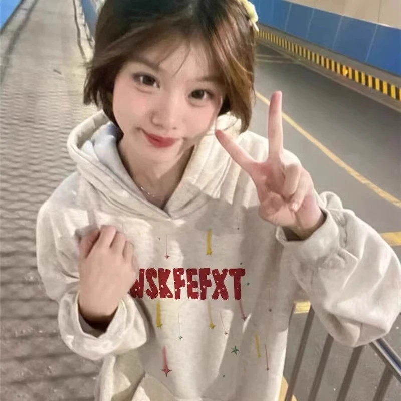 纯棉加绒加厚连帽卫衣女款爆款2025秋冬新款美式宽松重磅帽衫外套