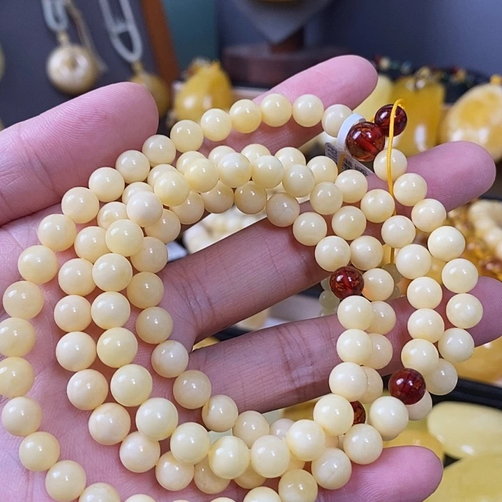 琥珀未镶嵌裸石108手链