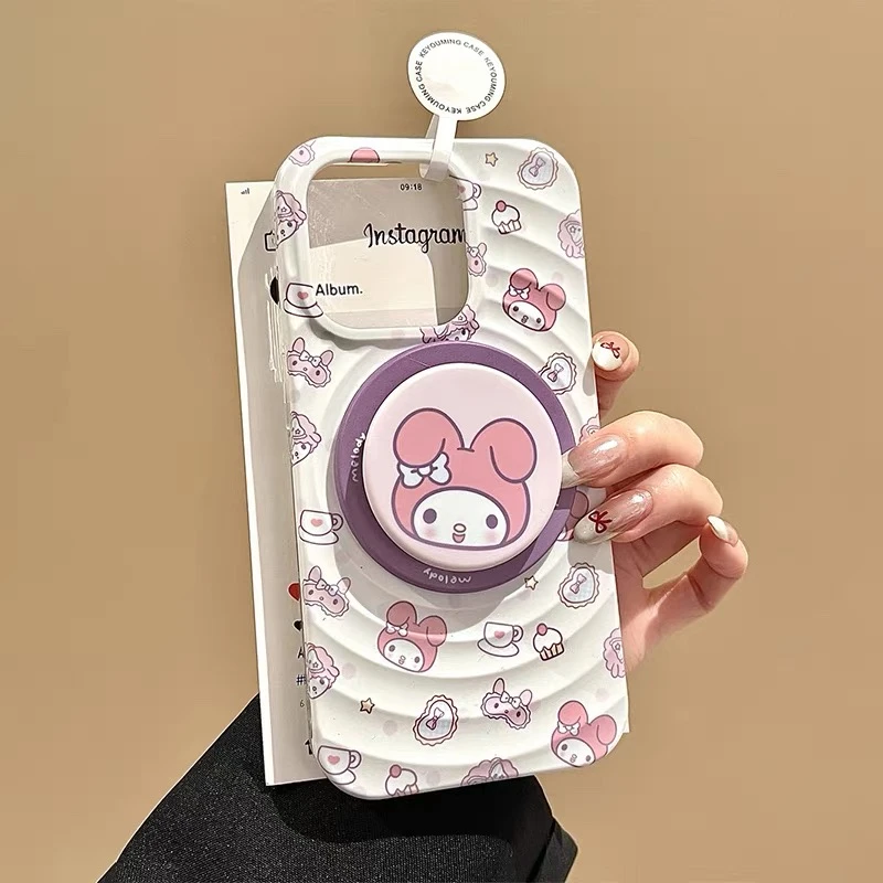 卡通美乐蒂适用苹果15/17promax手机壳14防摔可爱磁吸支架少女