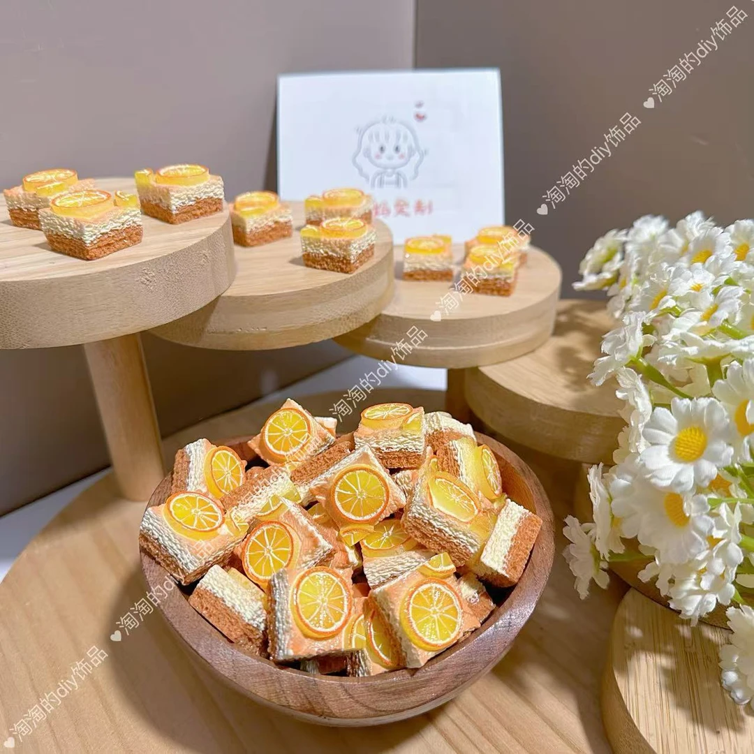 【淘妈定制--橘子慕斯蛋糕】树脂手工diy饰品可爱配件