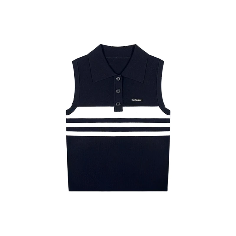 日系慵懒风Polo领针织背心女2025夏季新款气质显瘦软糯针织衫上衣