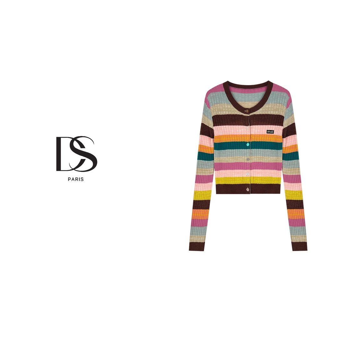 2025秋冬长袖新款C9绵羊毛设计师时尚潮流百搭彩色毛针织衫6410H