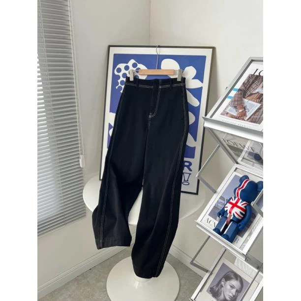 ED加绒加厚撞色明线弯刀牛仔裤时尚减龄