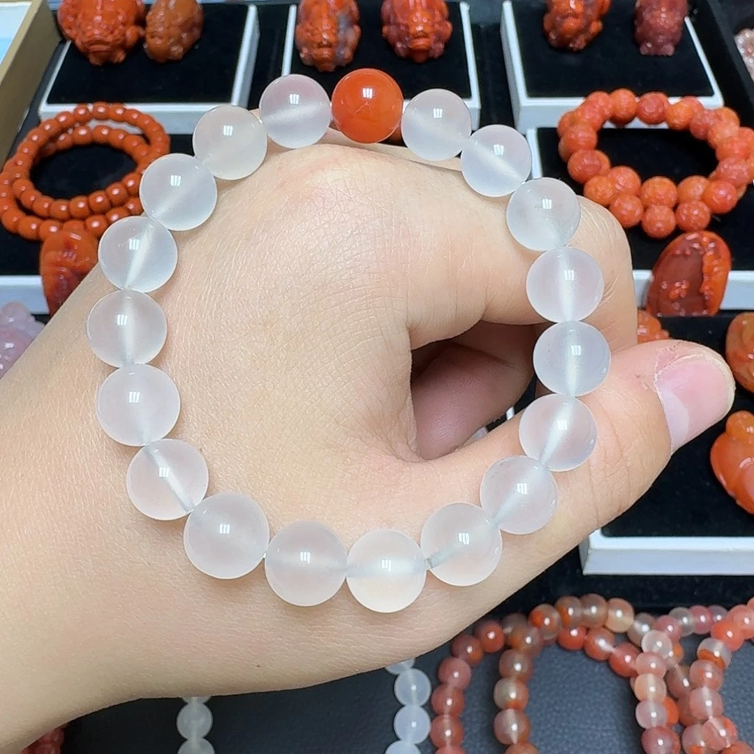 南红玛瑙未镶嵌川料瓦西冰透荔枝冻单圈31.3g