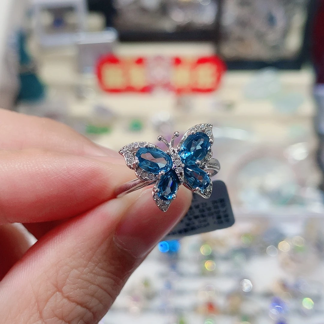 托帕石戒指银S925镶嵌