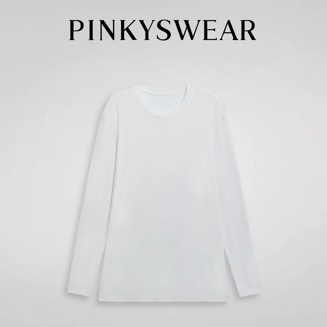 ROW天丝羊毛圆领常规款长袖慵懒风T恤休闲百搭纯色DT3521