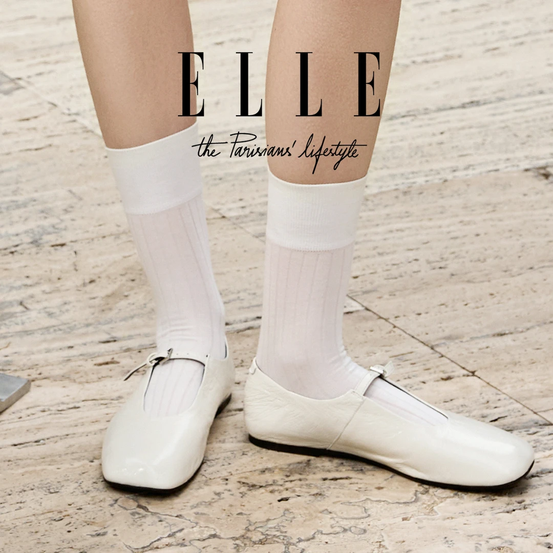 ELLE小方头玛丽珍单鞋2025新款平底低跟奶奶鞋真皮通勤芭蕾风女鞋