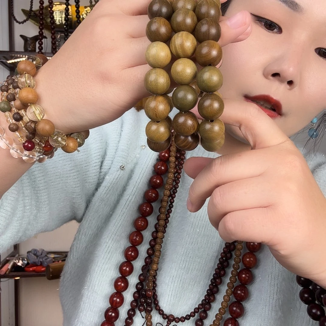 绿檀手串1.5幸福平安快乐