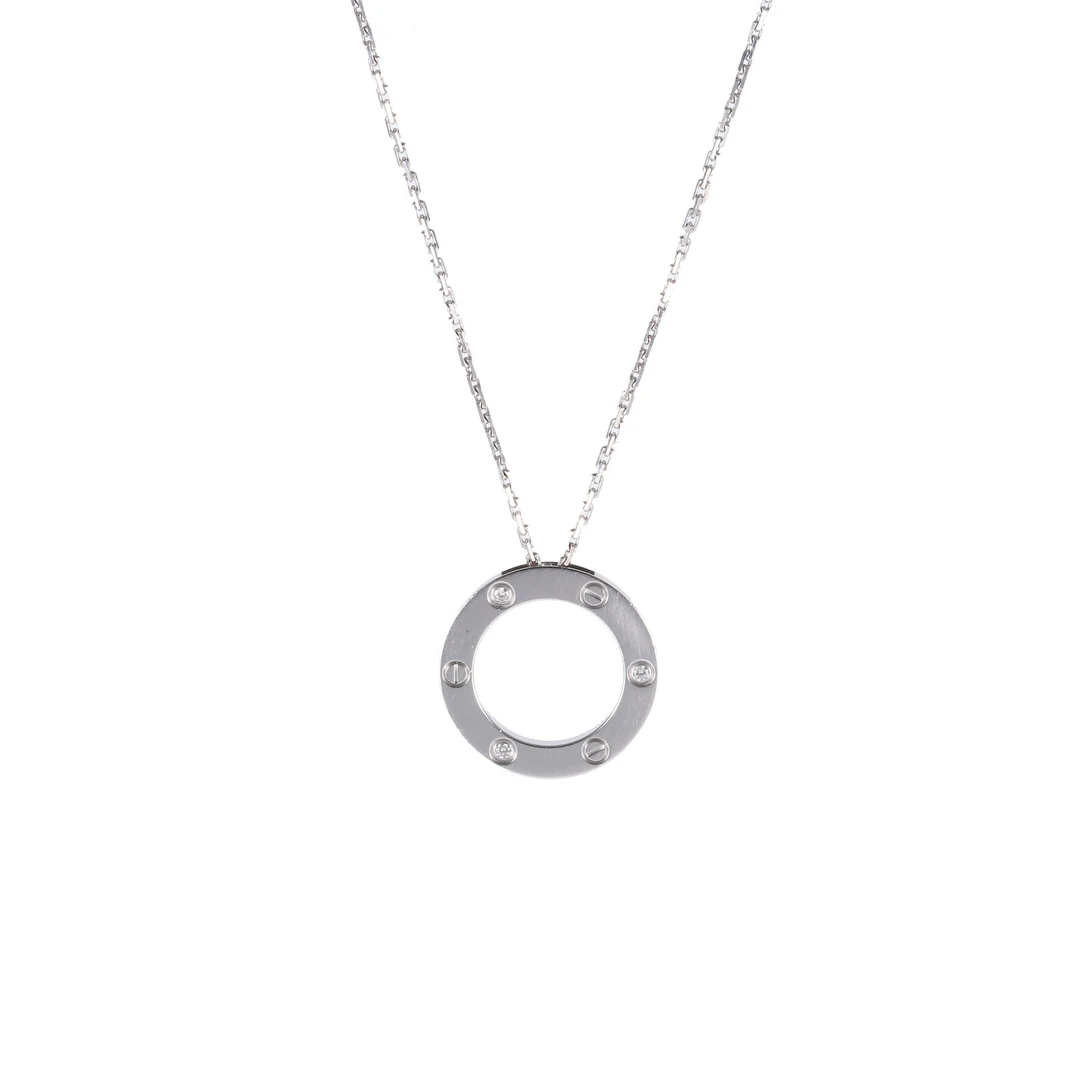 95新 Cartier/卡地亚 活动-800【念念】LOVE 三钻圆饼项链 18k白金