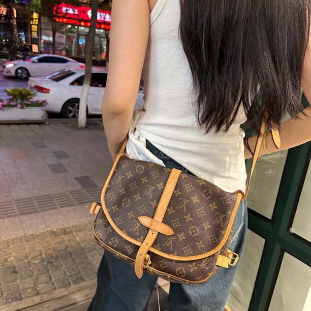 95新 LouisVuitton/路易威登 全原 老花小号双子星斜挎包