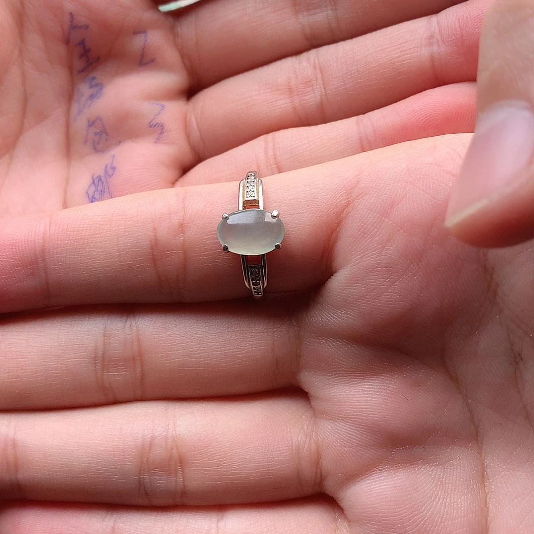 翡翠戒指银S925镶嵌简****心0153