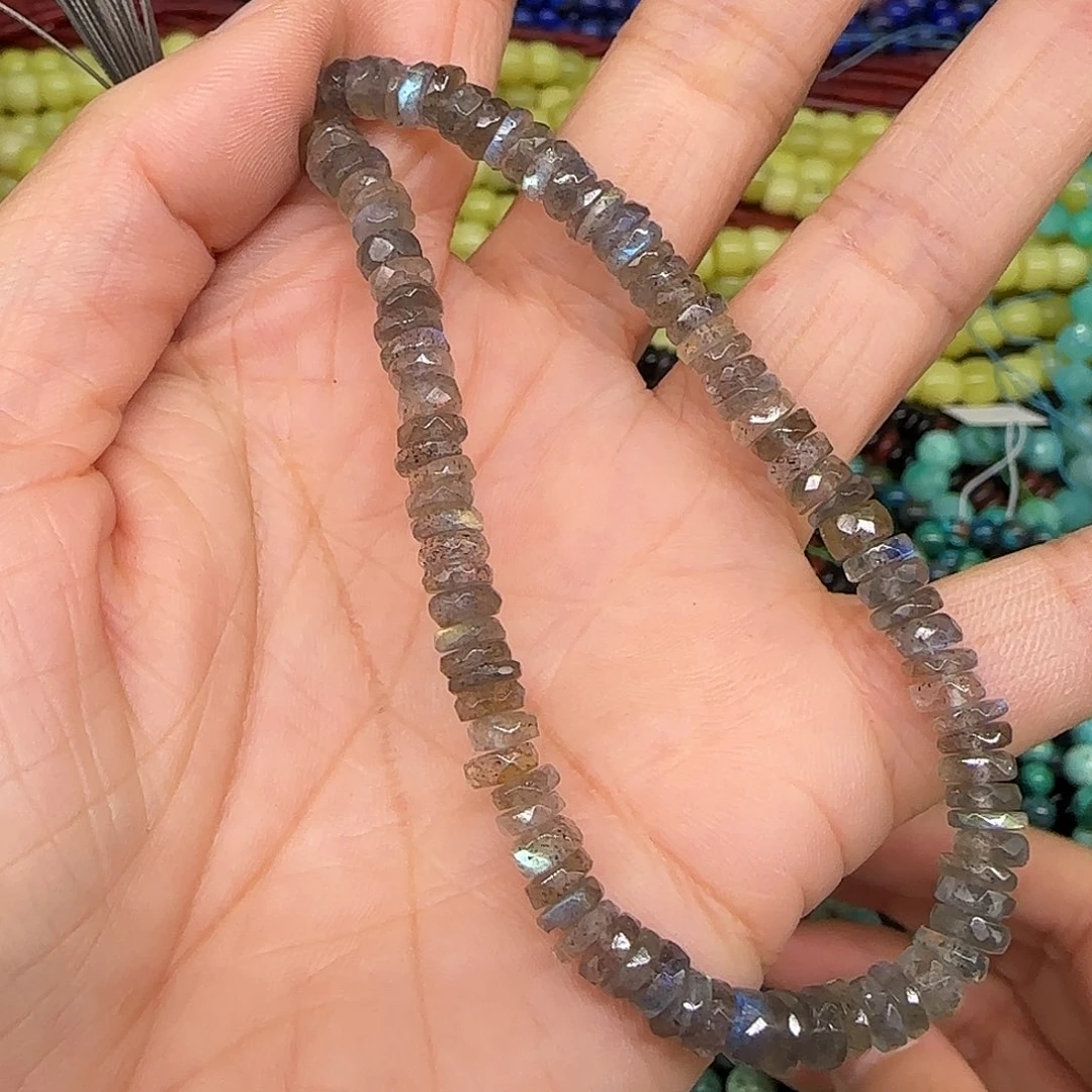 玛瑙/玉髓合金珠宝半成品拉长石5mm半条