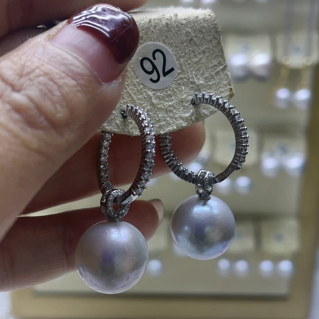 淡水珍珠耳饰银S925镶嵌