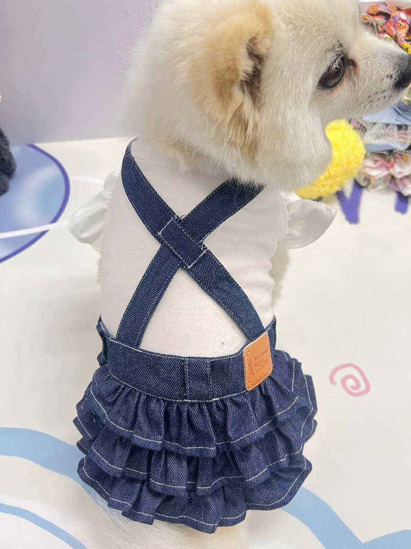 新款宠物棉质牛仔背带裙四季百搭猫狗适用