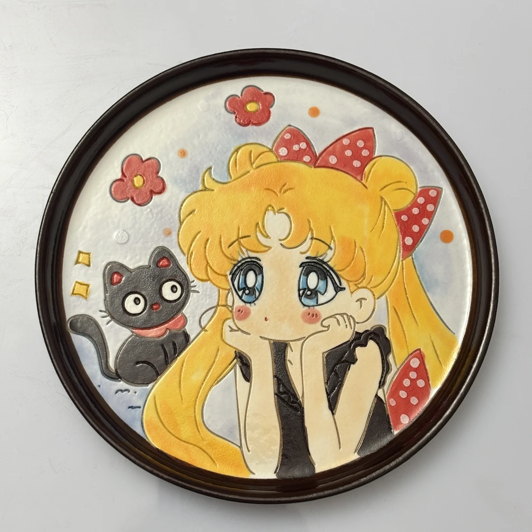 251美少女手绘陶瓷盘子
