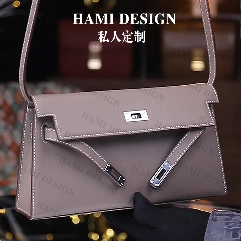 【凯姐腋下山羊纹】真皮斜挎小包女士单肩包2025春季新款牛皮腋下包