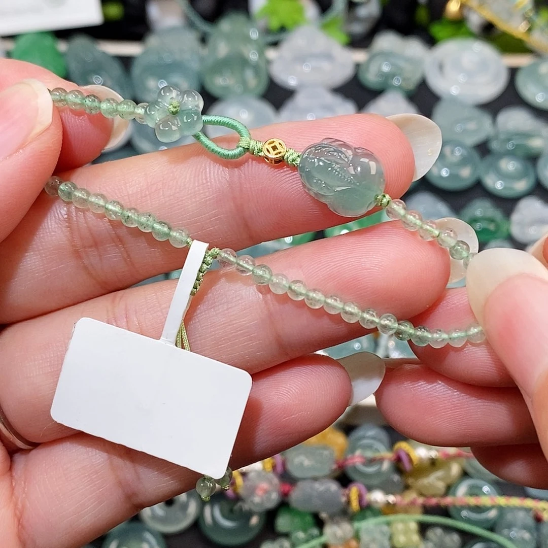 翡翠未镶嵌颈饰貔貅小花手绳15