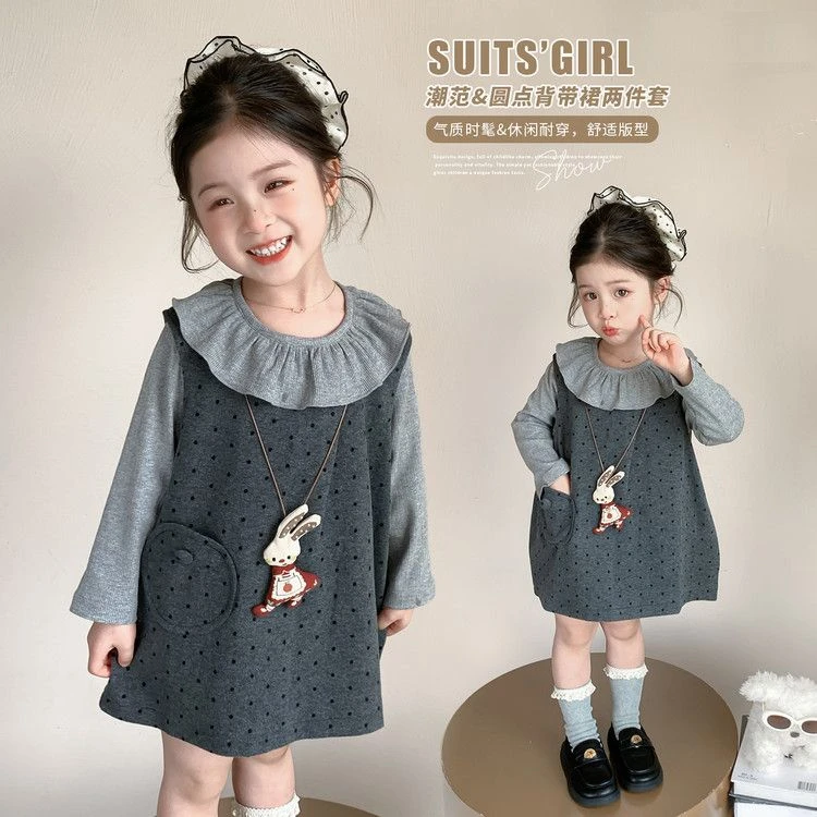 女童秋装裙子套装2025新款儿童超好看韩系背心裙宝宝春秋款两件套