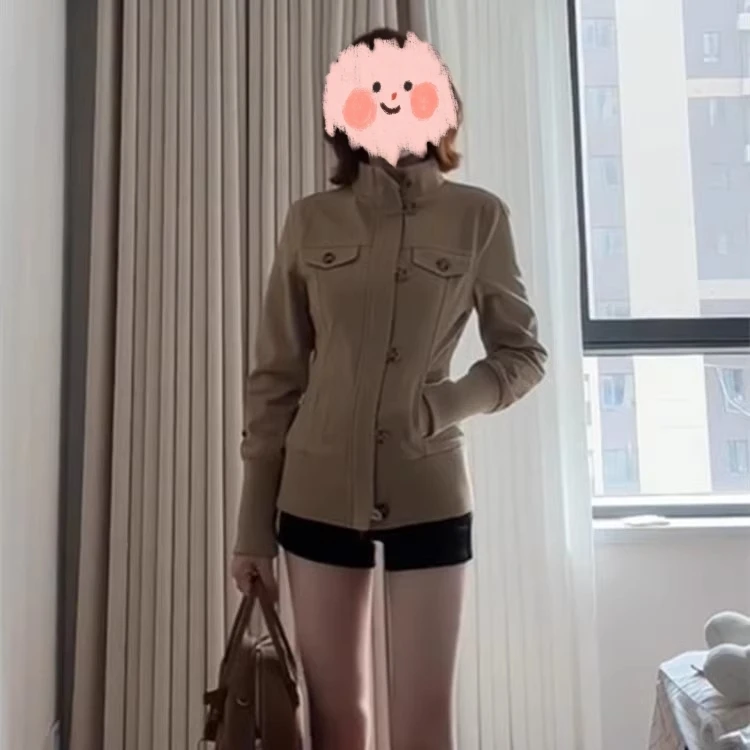 巨好看的早秋韩系修身显瘦短外套女秋2025新款小个子美式立领夹克