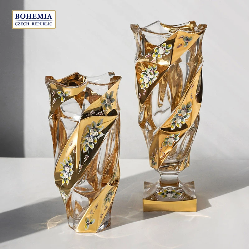 进口波西米亚手工描金珐琅花瓶家居饰品干花高档客厅摆件轻奢装饰