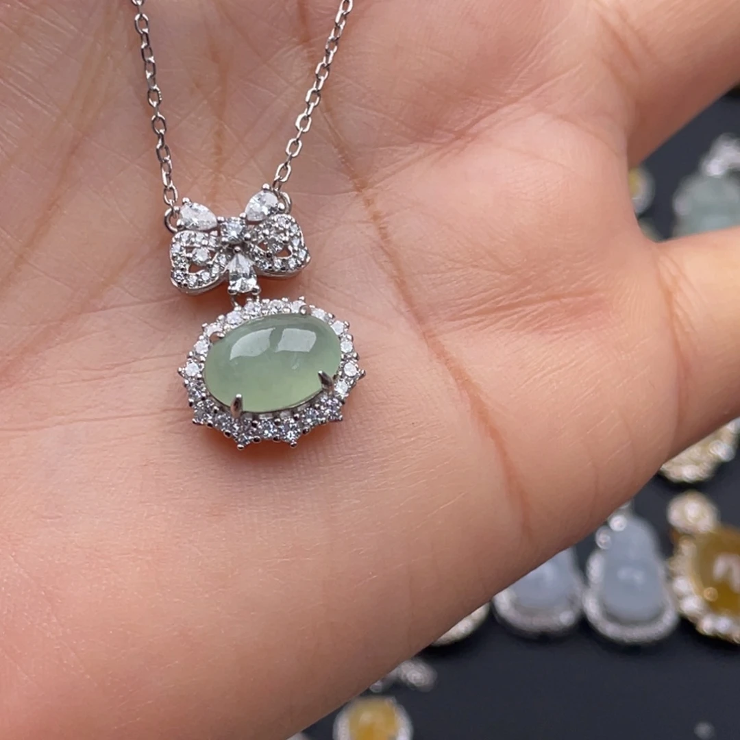 翡翠银S925镶嵌吊坠(不含链)