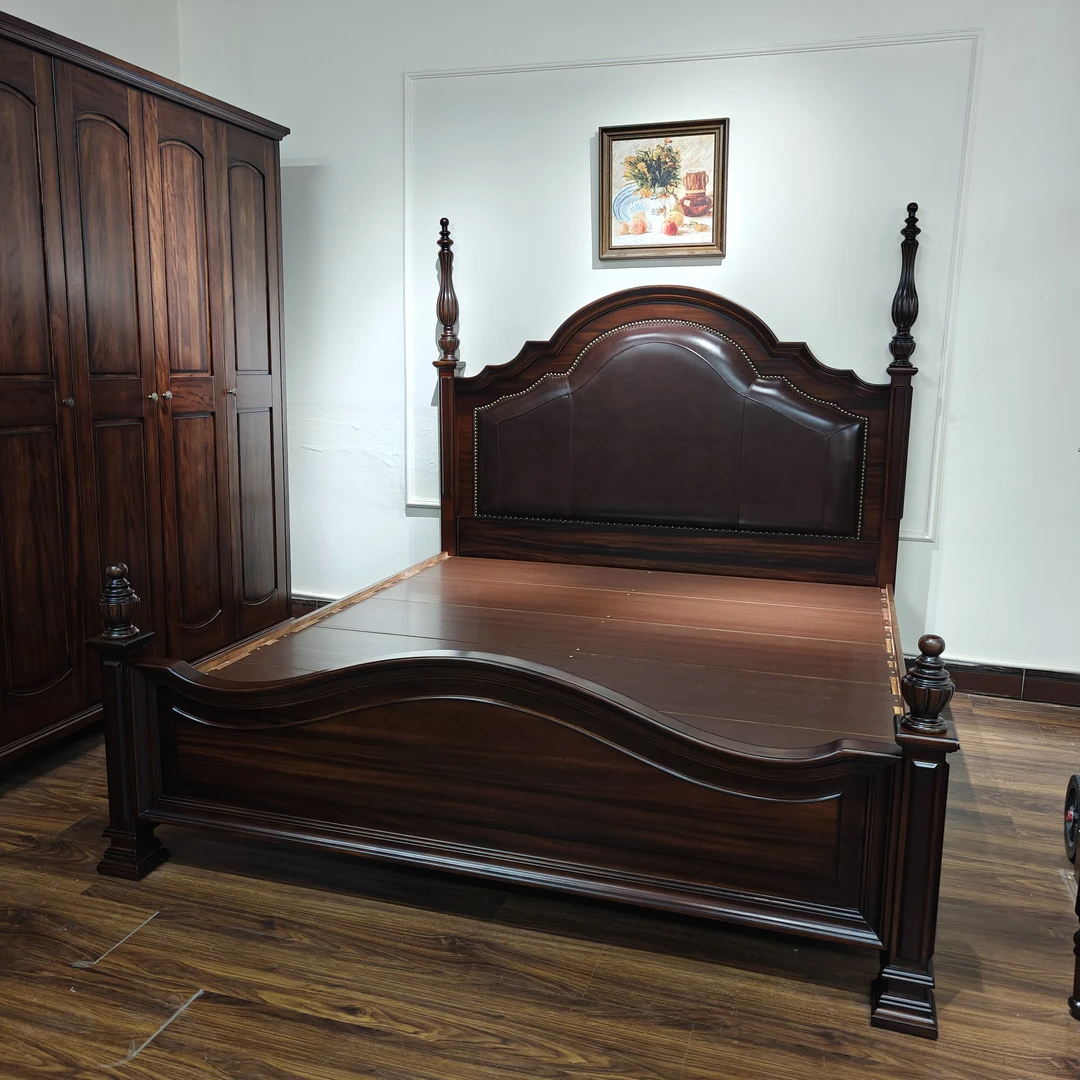 《鹏仔严选》顶配  南美黑胡桃木 实木巴顿床 8896#