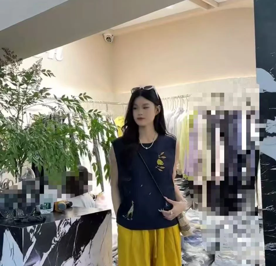 夏季刺绣无袖亚麻