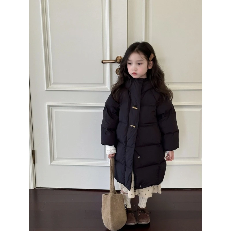 /2024三防冬季牛角扣连帽长款羽绒服外套7588