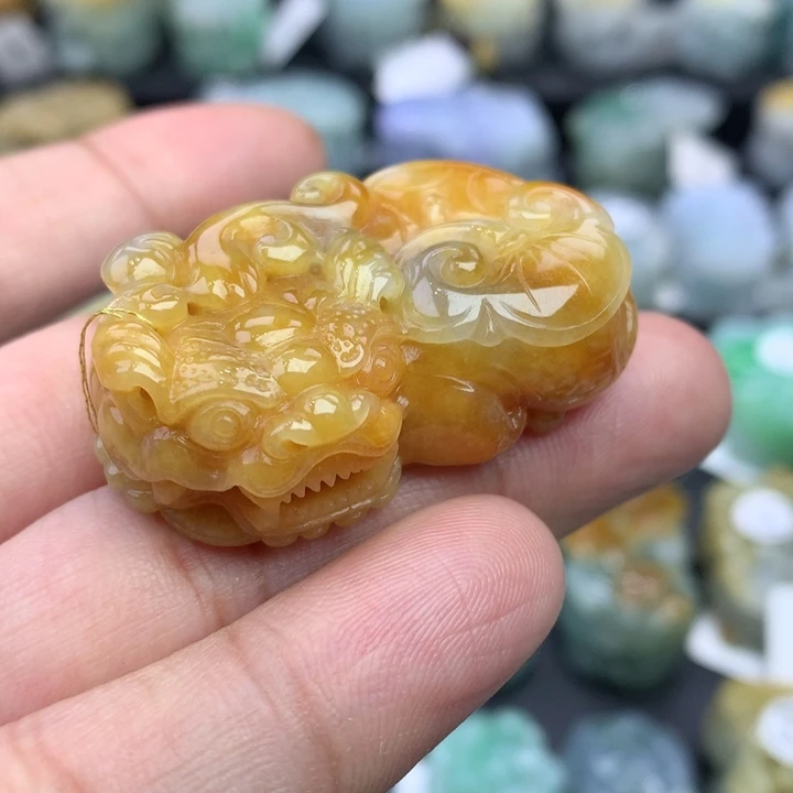 翡翠颈饰未镶嵌楷*天然缅甸翡翠招财貔貅吊坠