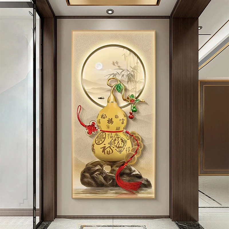 钻石画2025新款中式葫芦玄关大气高级感客厅砖石贴画五福临门葫芦