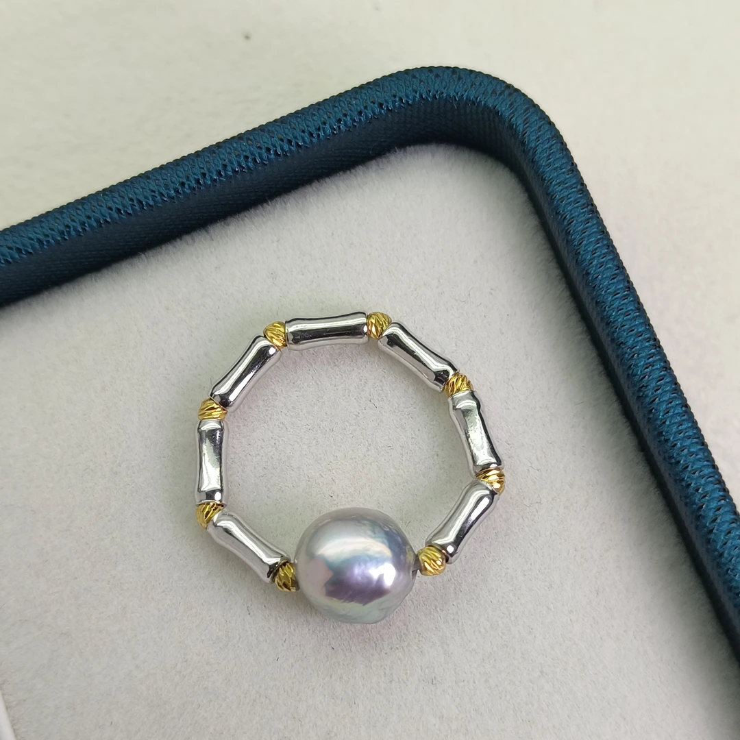 【瑞米珍珠】真多麻巴洛克竹节S925银弹簧戒指戒圈6-7mm（多样性发）