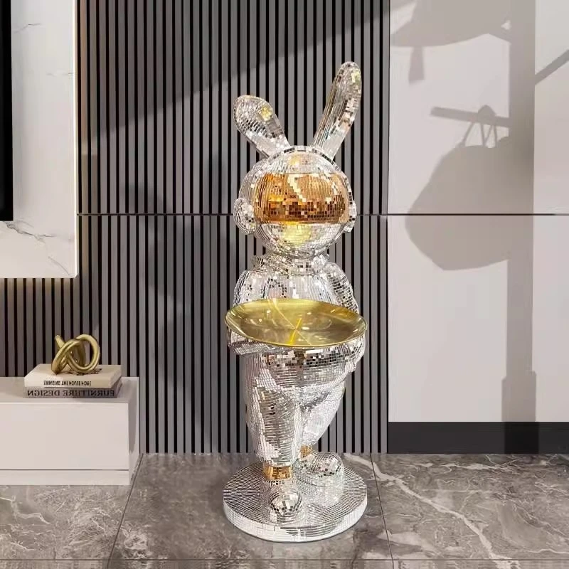 网红满天星太空兔托盘摆件收纳暴力熊轻奢高级感落地实用装饰