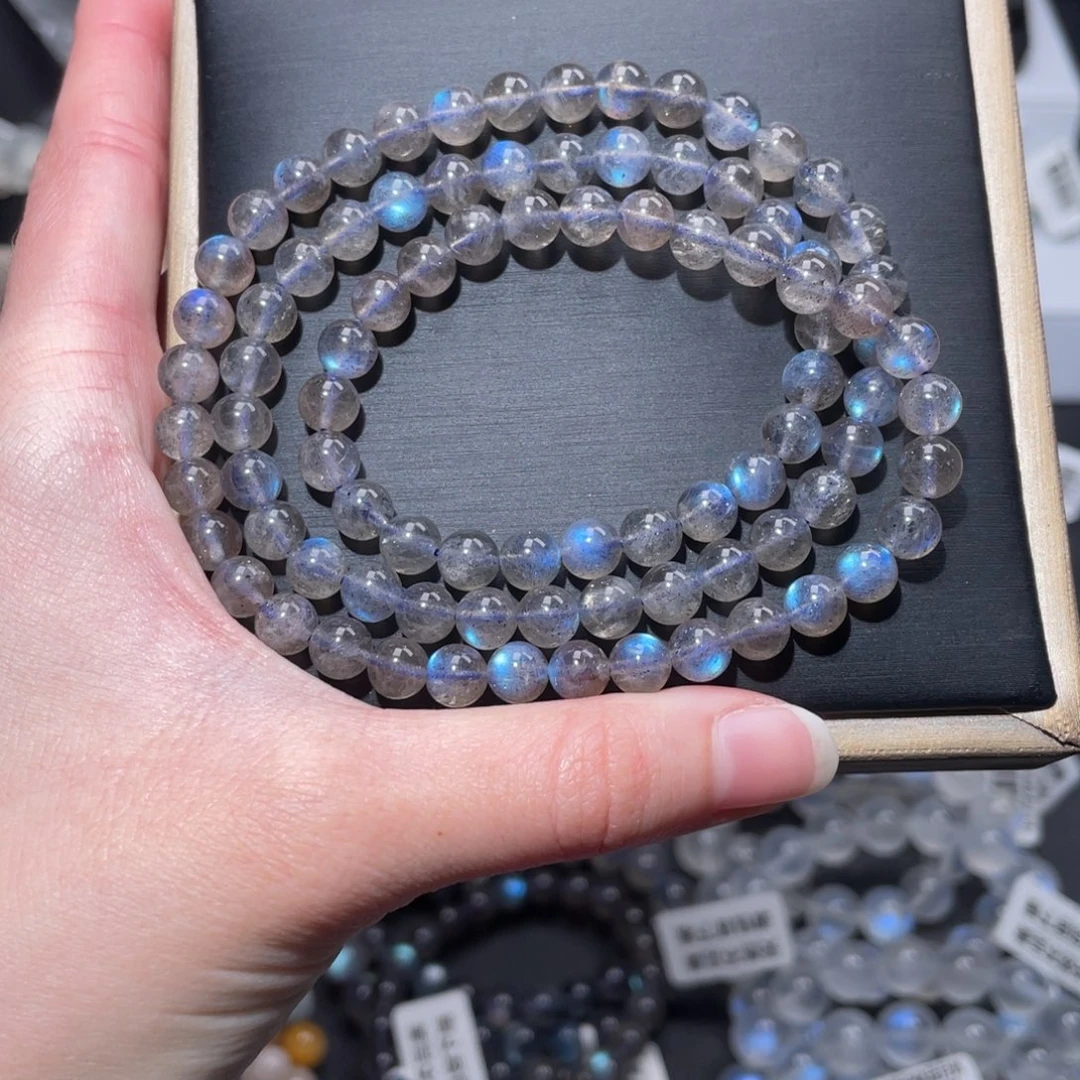 未镶嵌手链长石马岛多圈黑体蓝光6m+