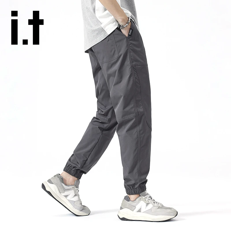 it izzue美式哈伦休闲裤男生夏季宽松百搭潮流简约运动九分束脚裤