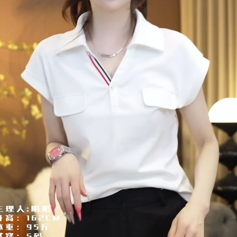 『夏日巡游记』2025夏季polo衫小飞袖收腰百搭T恤上衣LK2502410