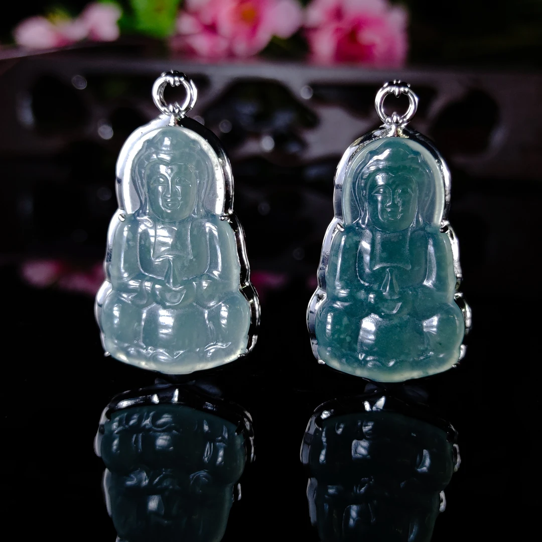AT5462【福嘟嘟珠宝】A货翡翠观音吊坠-配链子-多样性只发一件