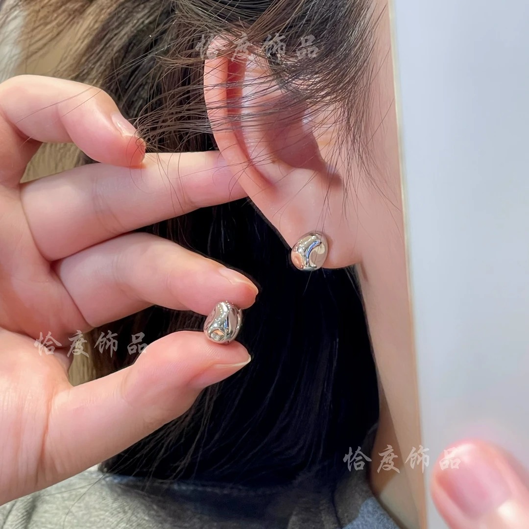 铜合金耳饰 【恰度】不规则银色耳扣轻奢法式气质小众精致