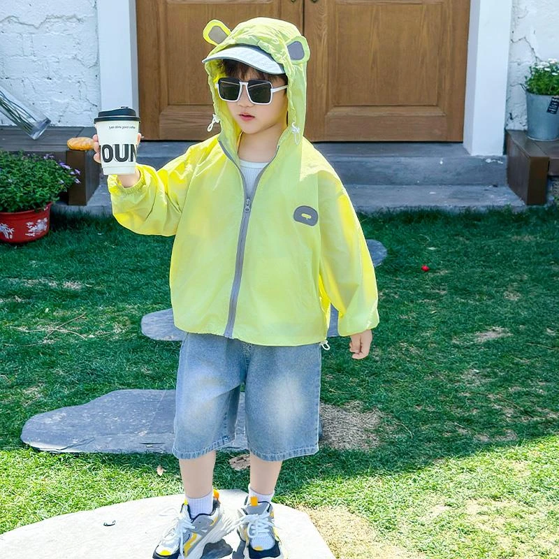 男童夏装防晒服儿童薄款外套透气防紫外线宝宝防晒衣男孩衣服连帽