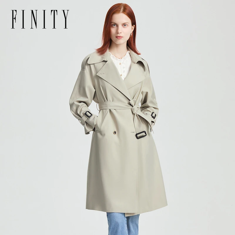 【粉丝专享】FINITY 秋季新款风衣系带气质时尚英伦休闲 F21W1A03F4