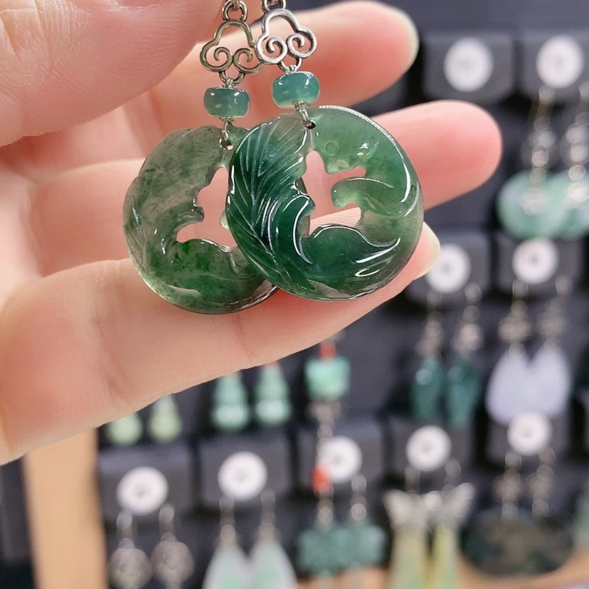 【闪购商品】翡翠耳饰银S925镶嵌精美的