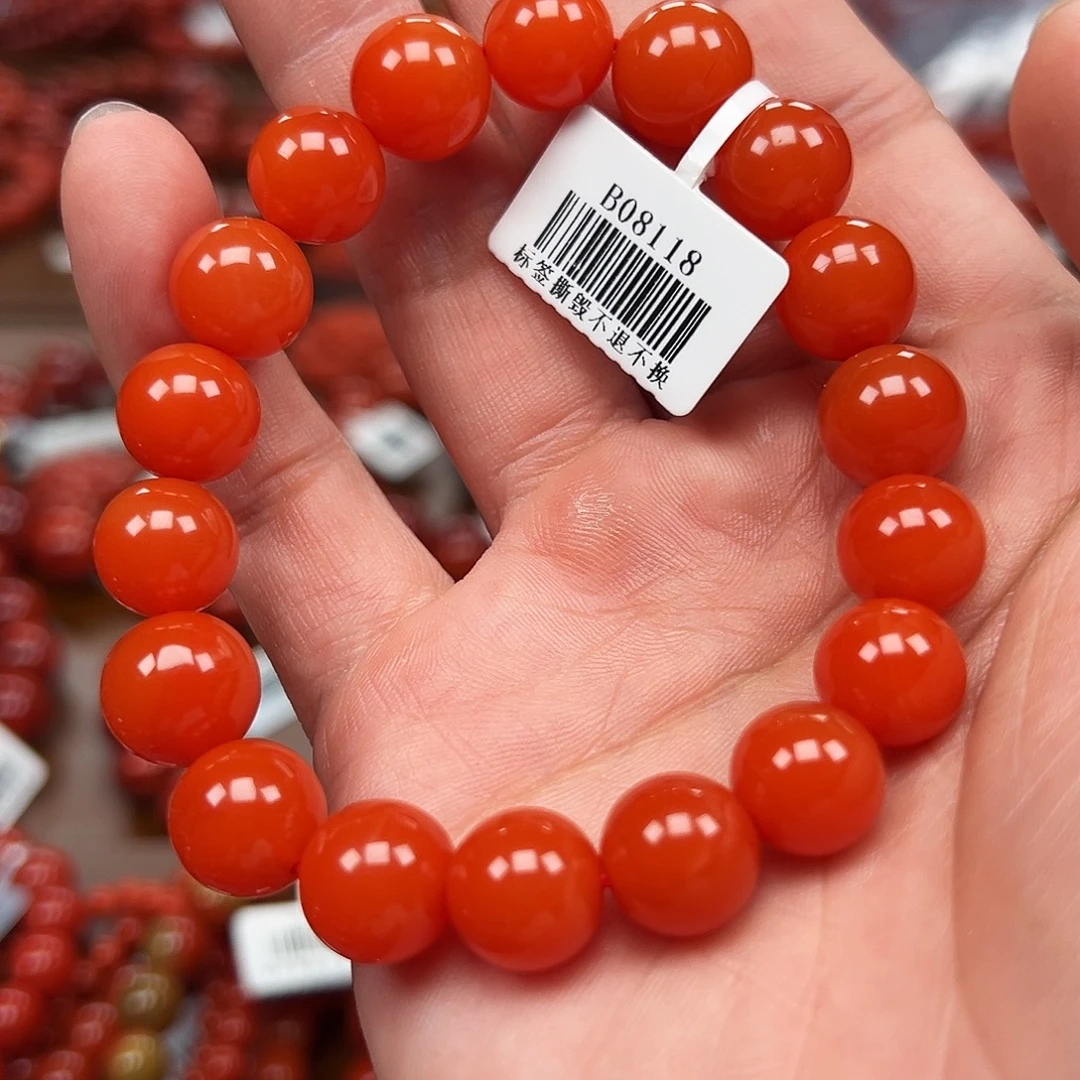 南红玛瑙未镶嵌手链保山料大黑洞11m典藏版