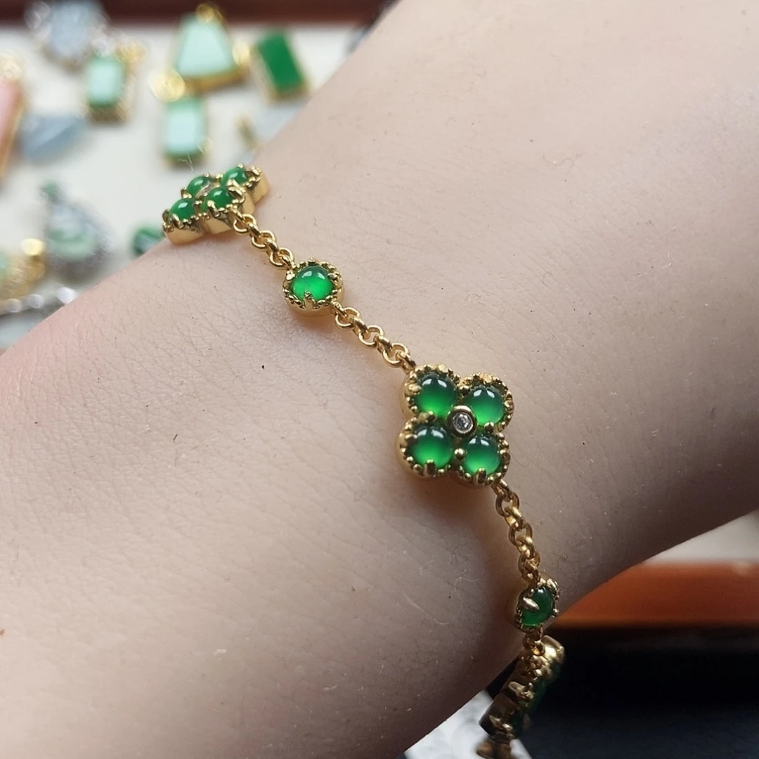 翡翠银S925镶嵌手链