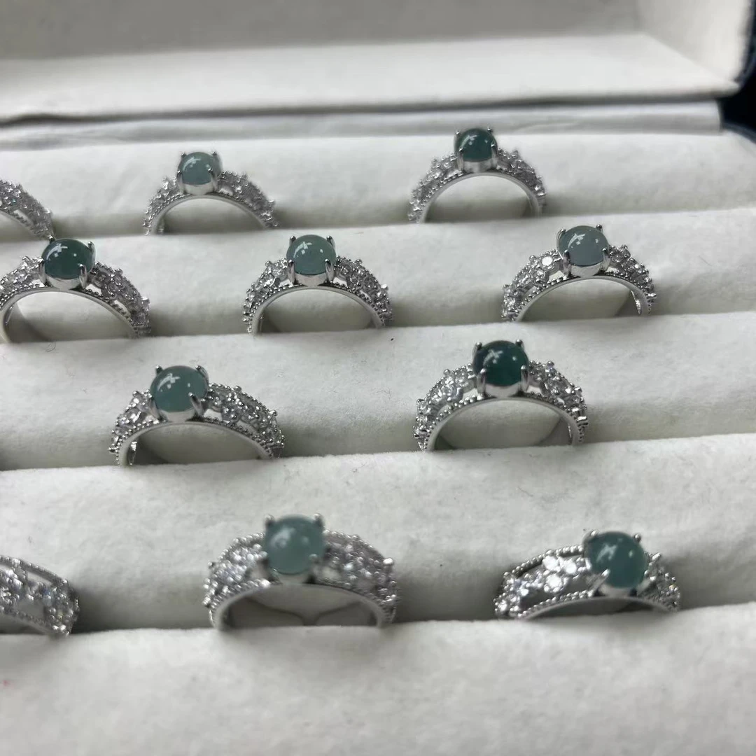 AT5424【任会长珠宝】A货-翡翠蛋面戒指-活口-多样性只发一件