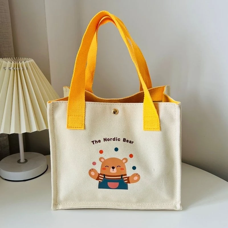 小熊便携帆布包小包便携手提包小方包便当包手提袋子可爱帆布袋