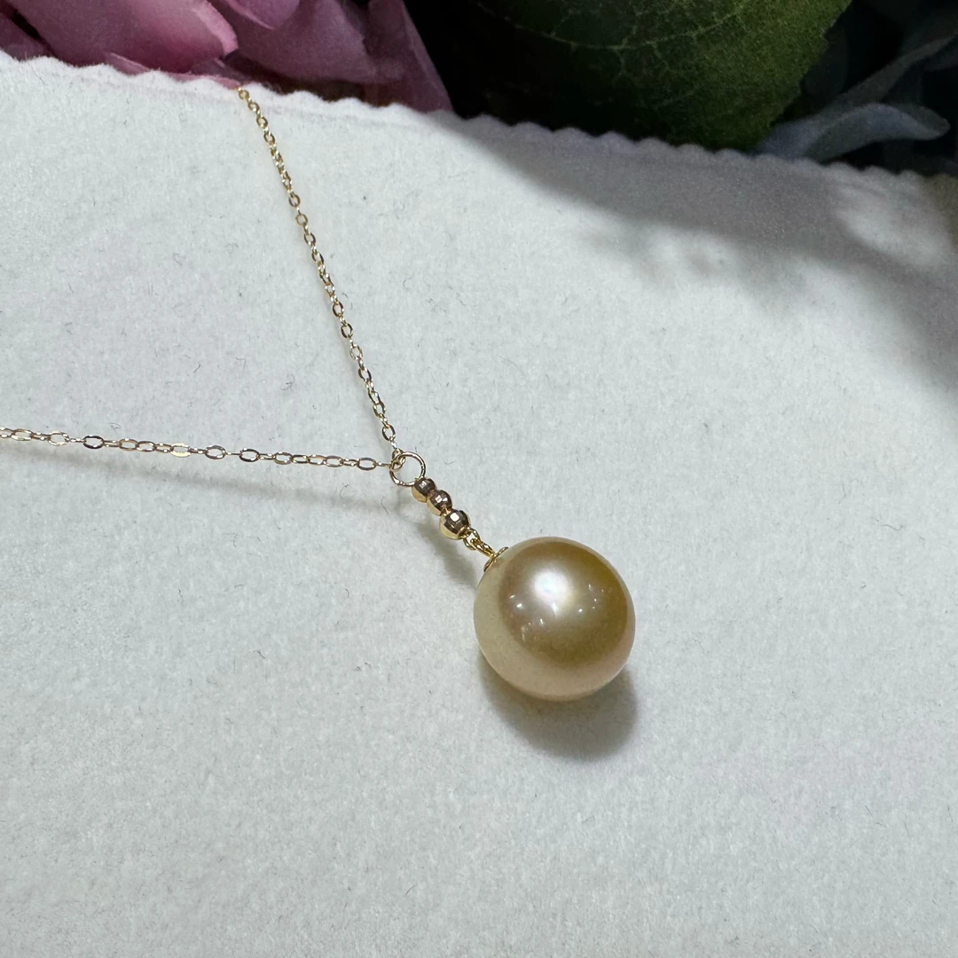 18K金海水南洋金珍珠吊坠 约11-12mm