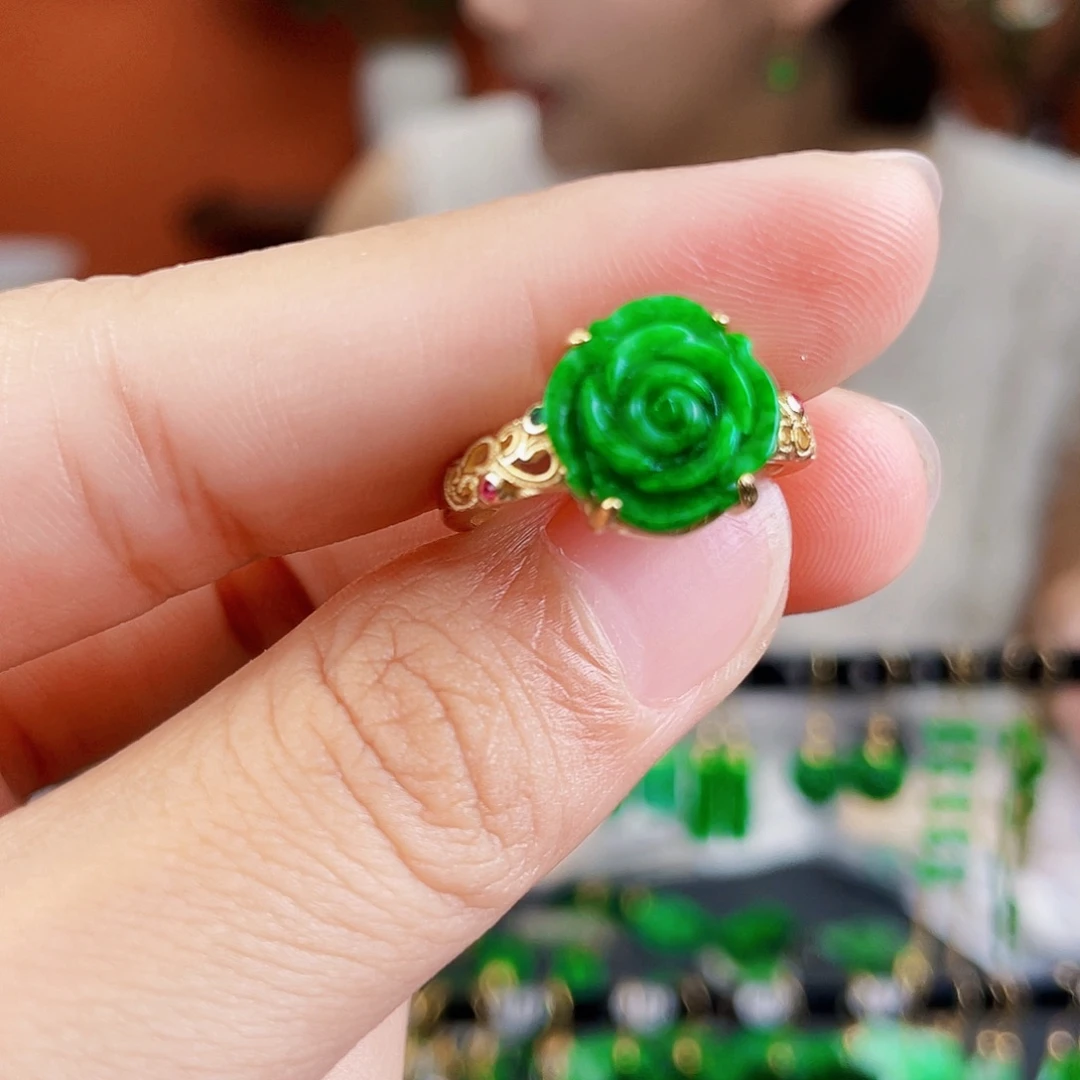 翡翠银S925镶嵌耳饰