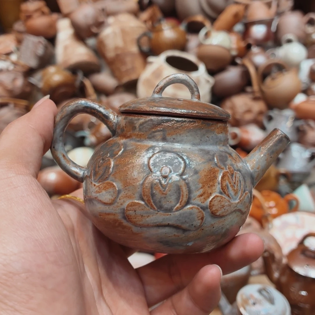 柴烧老岩泥手工茶壶器皿