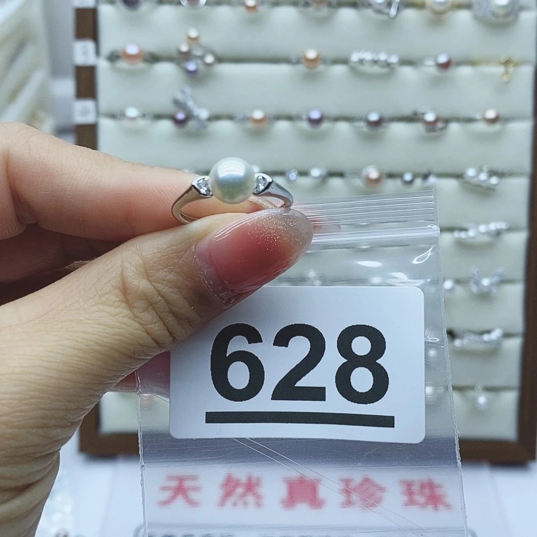 淡水珍珠戒指银S925镶嵌氧**了628