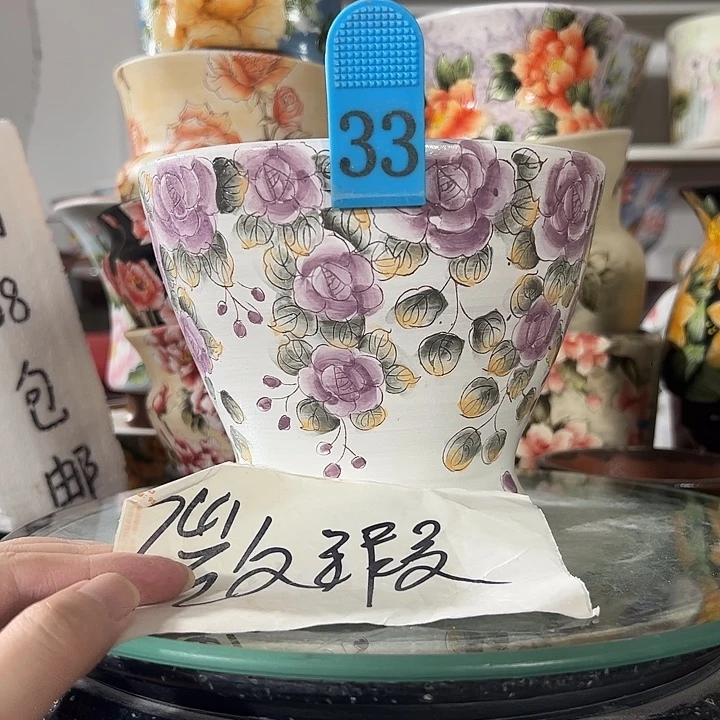 景德镇幸运花盆手绘韩式花盆